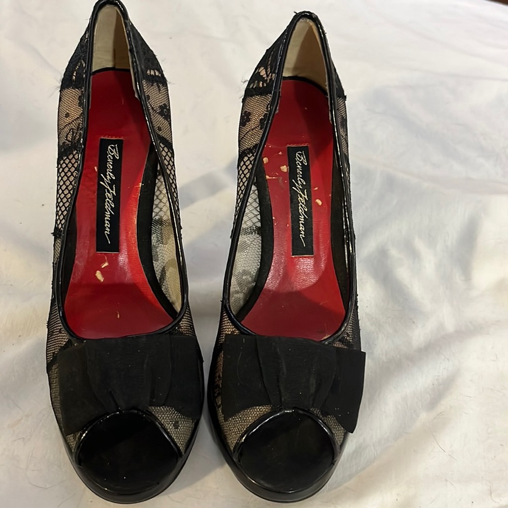 Beverly Feldman Black Lace Vintage Heels